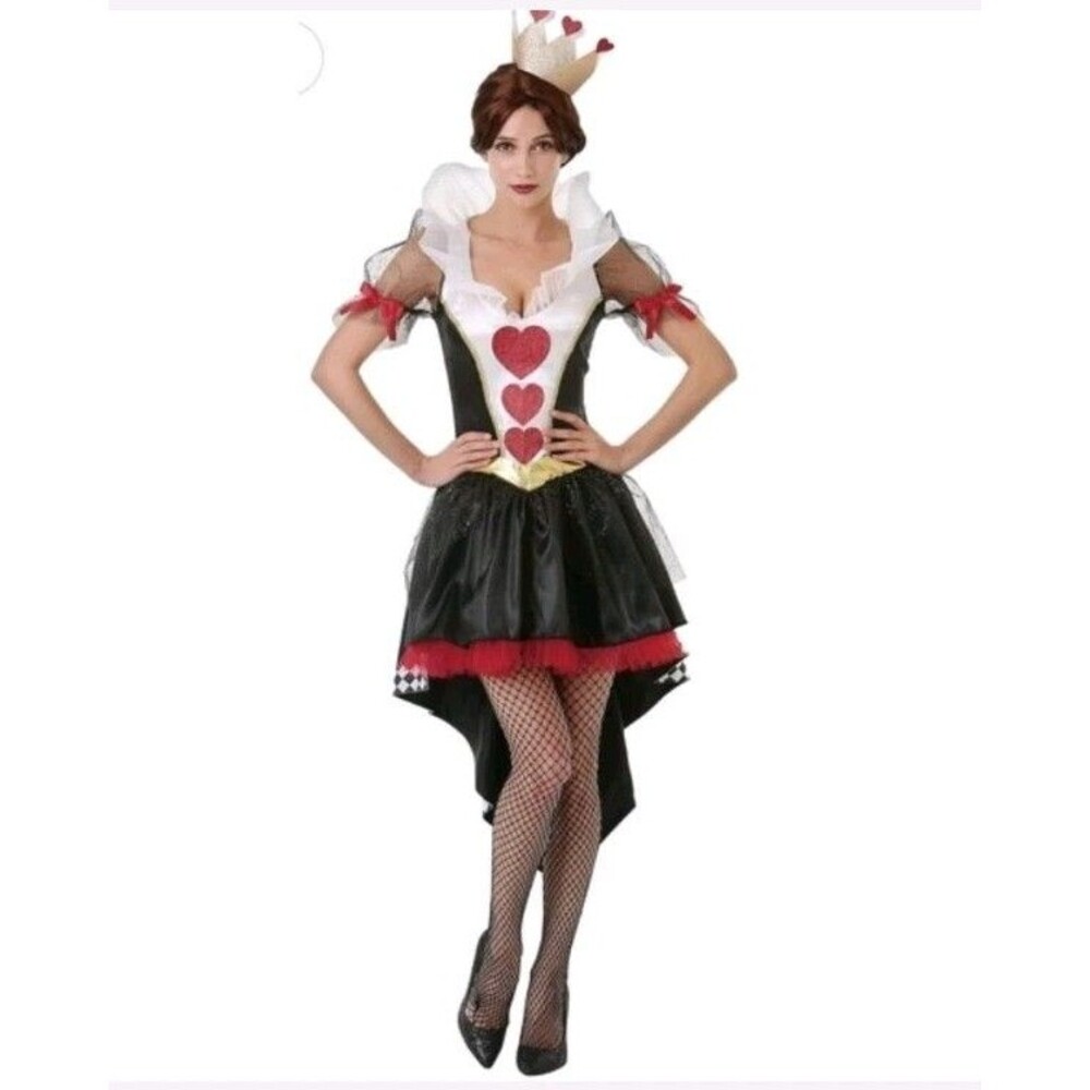 NEW Hauntlook Queen Of Hearts Size M Halloween Costume Theater Dress Crown